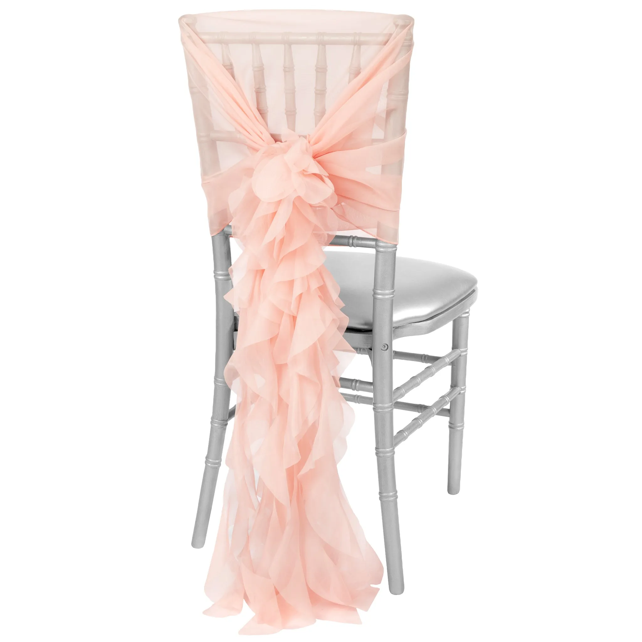 1 Set of Soft Curly Willow Ruffles Chair Sash & Cap - Blush/Rose Gold