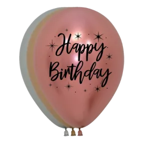 11" Happy Birthday Reflex Deluxe Sempertex Latex Balloons | 50 Count-Dropship (Shipped By Betallic)