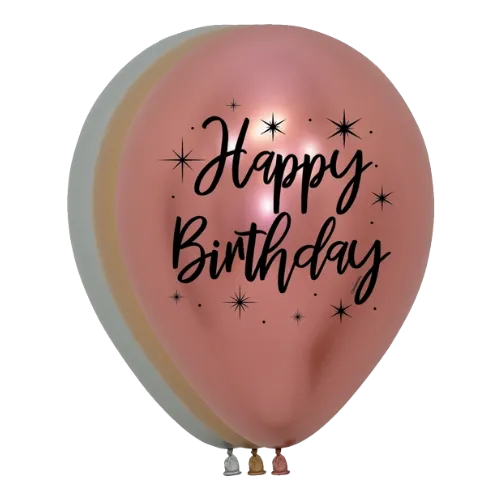 11" Happy Birthday Reflex Deluxe Sempertex Latex Balloons | 50 Count-Dropship (Shipped By Betallic)