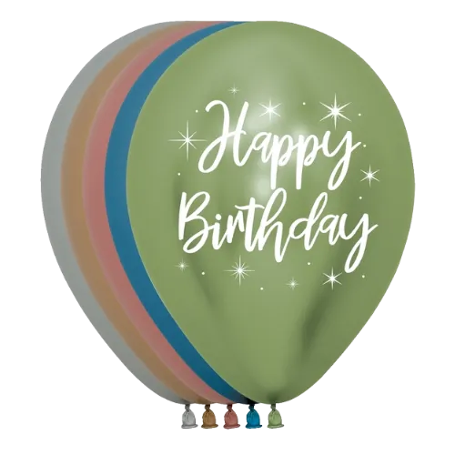 11" Happy Birthday Reflex Sempertex Latex Balloons| 50 Count - Dropship (Shipped By Betallic)