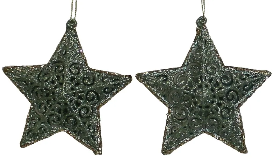 2-Pack of Double Layer 3D Glitter Star Ornaments