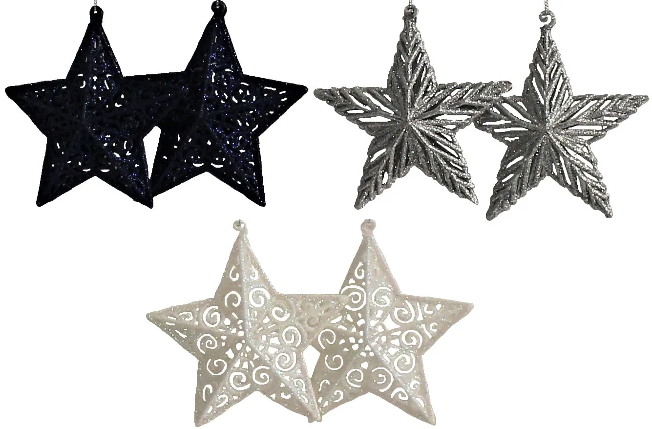 2-Pack of Glitter Star Christmas Ornaments