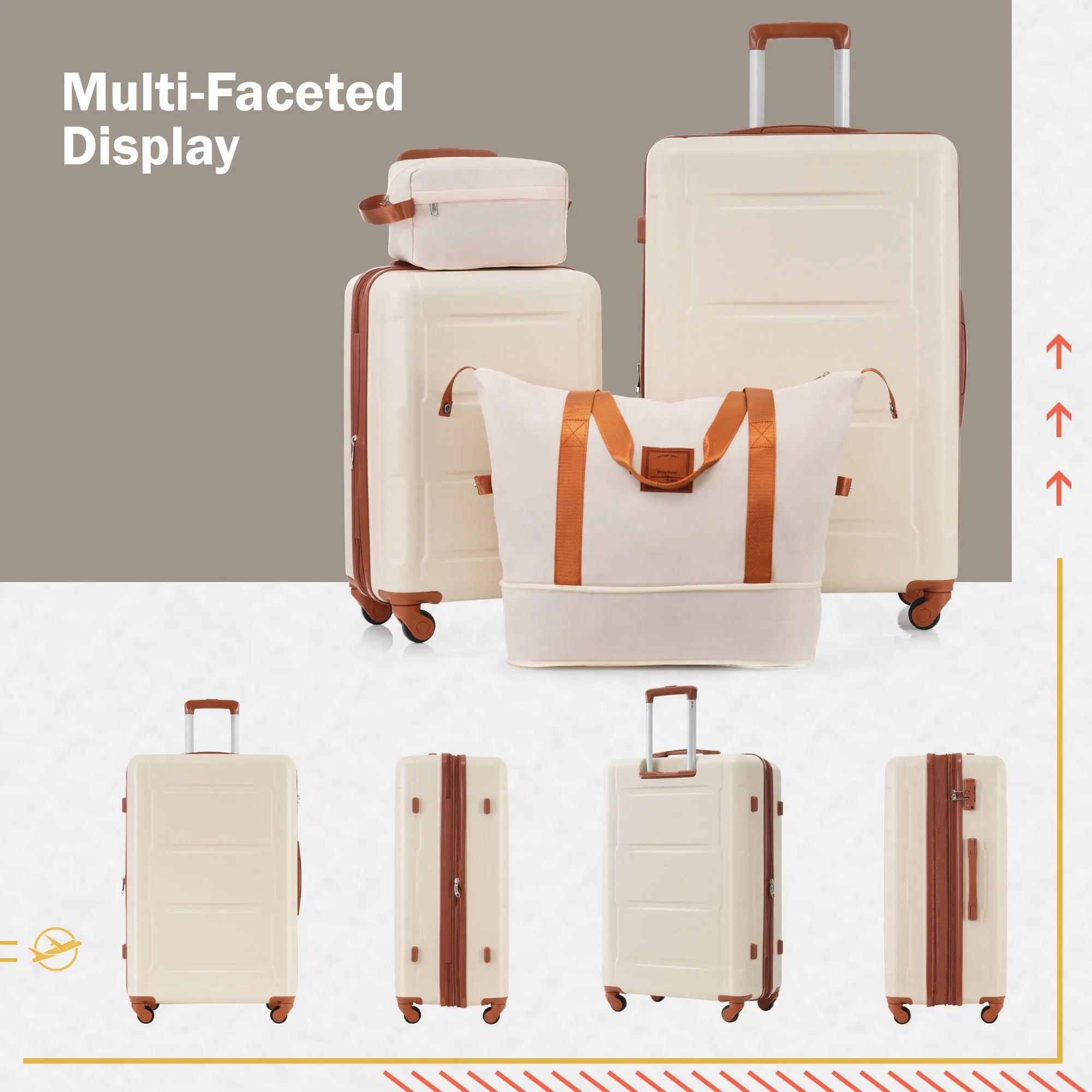 2 Piece Luggage Set With Bags Expanable Spinner Wheels ABS Lightweight Suitcase With Tsa Lock 20" / 28"