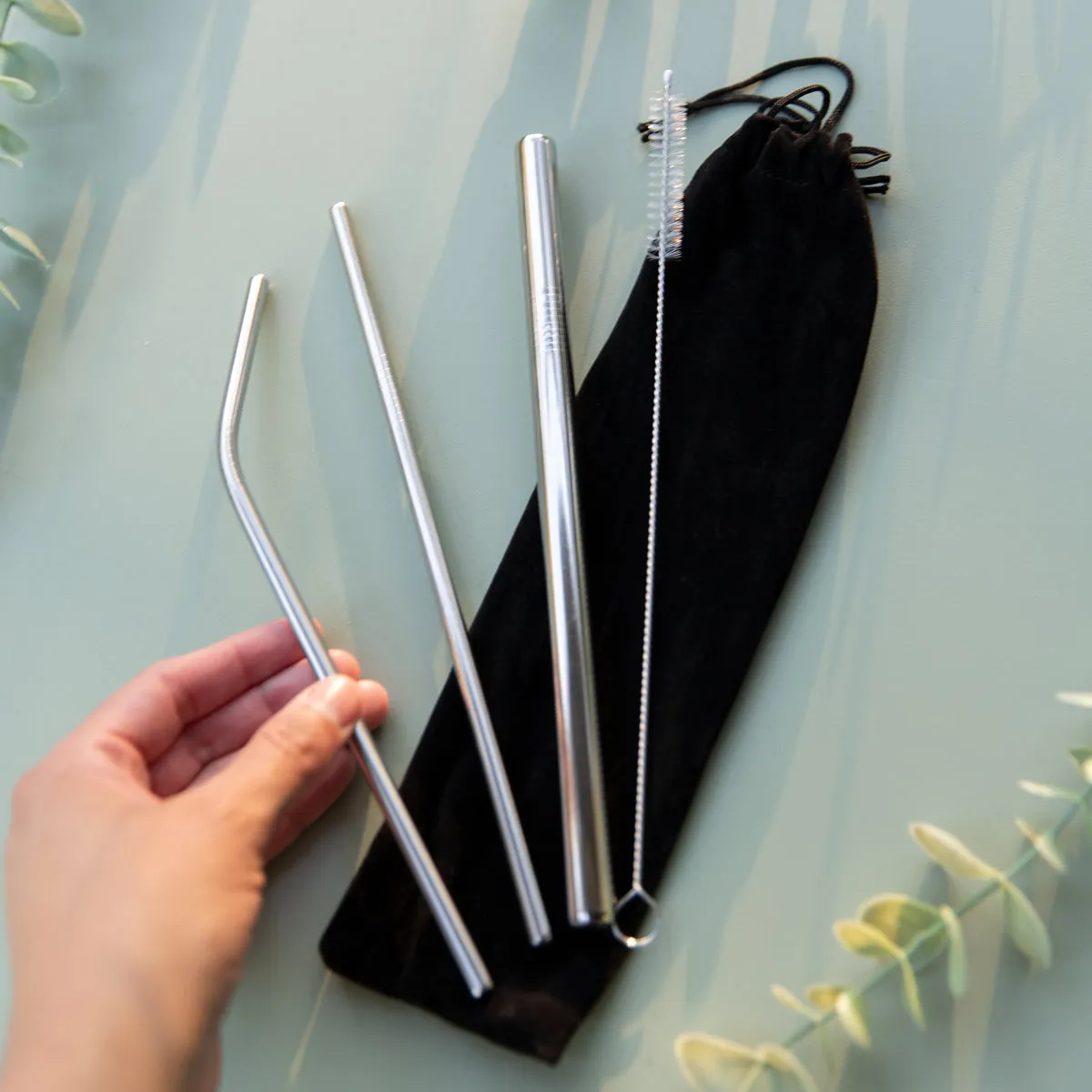 4 Piece Stainless Steel Straw Set