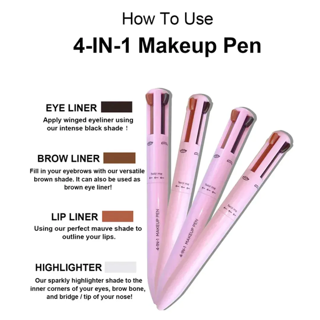 4in1 Makeup Pen Eyeliner Lip Liner Eyebrow Pencil Highlighter