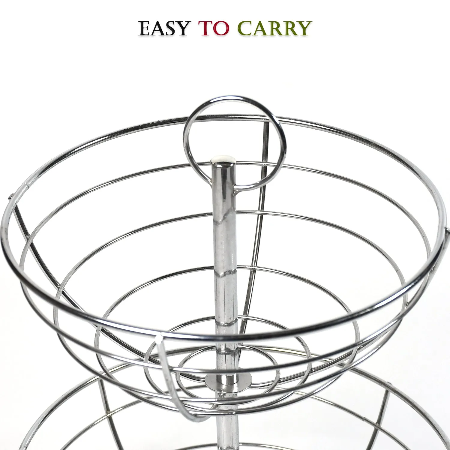 5224  2 Tier Steel Fruit Basket Bowl Fruit Bread Organizer Storage Holder Stand with Modern Design for Gift Home Party