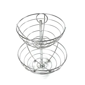 5224  2 Tier Steel Fruit Basket Bowl Fruit Bread Organizer Storage Holder Stand with Modern Design for Gift Home Party