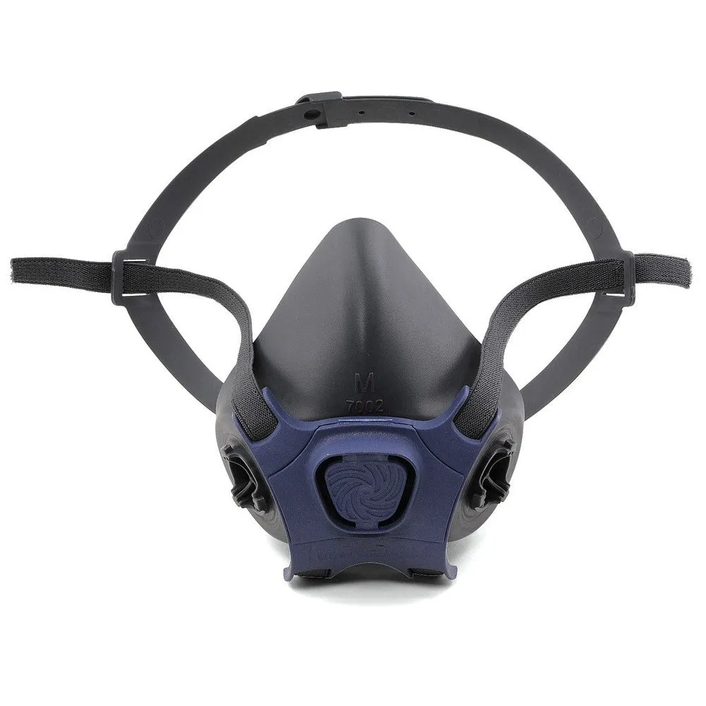 7001 Moldex Half Mask Respirator, S, Reusable, Facepiece, Bayonet, Drop Down, Black/Blue, 7000