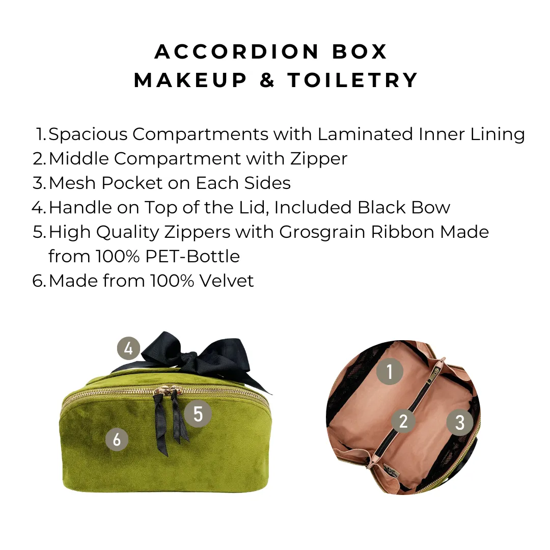 Accordion Box Makeup & Toiletry, Green Velvet