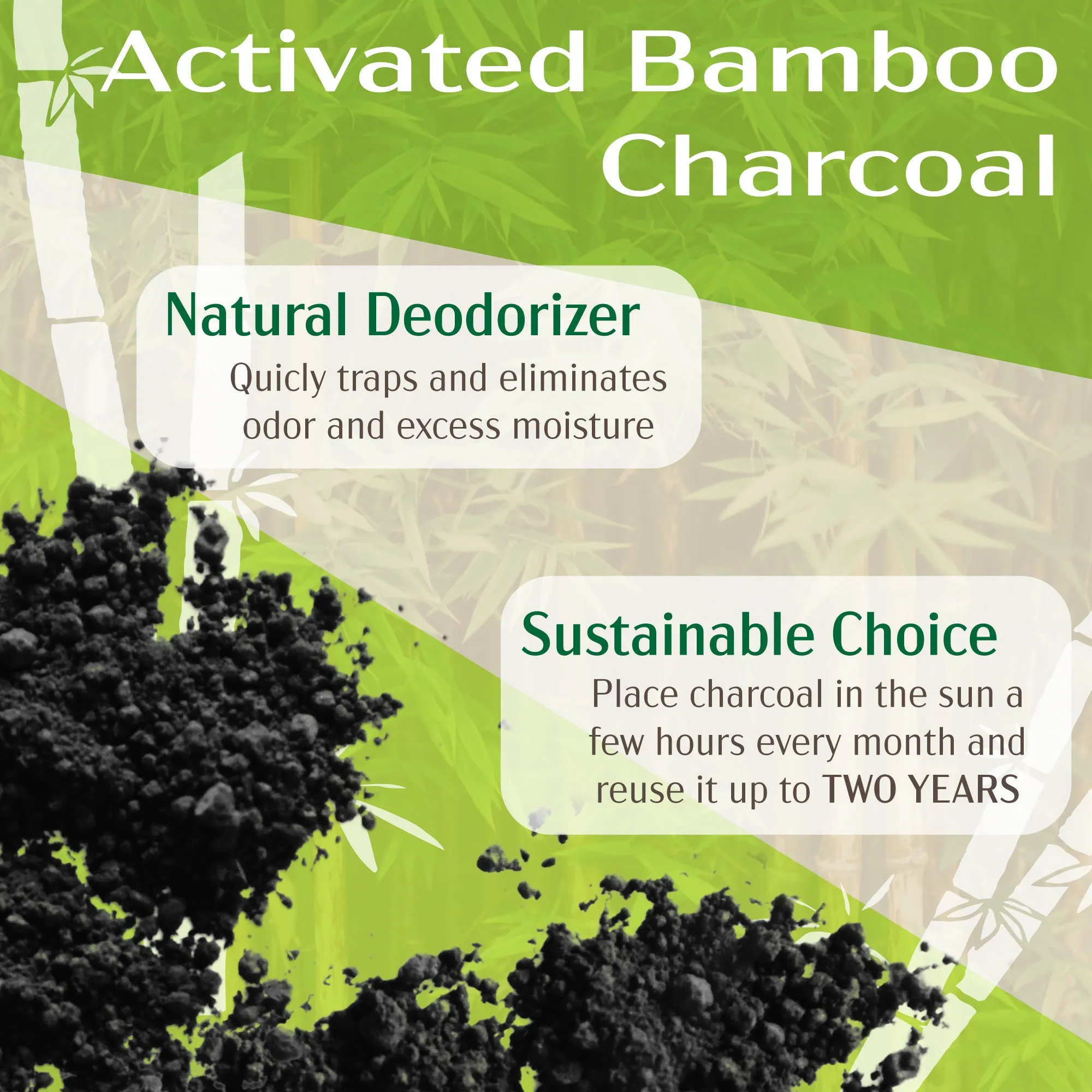 Activated Bamboo Charcoal Odor Absorbing Moisture Eliminating Pouch, 180g Per Bag