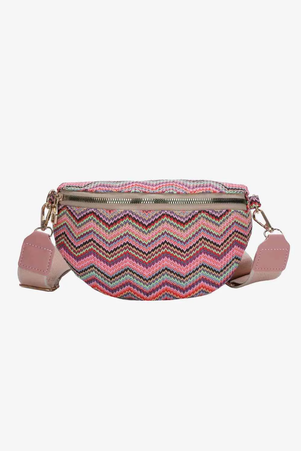 Adored Chevron Straw Sling Bag