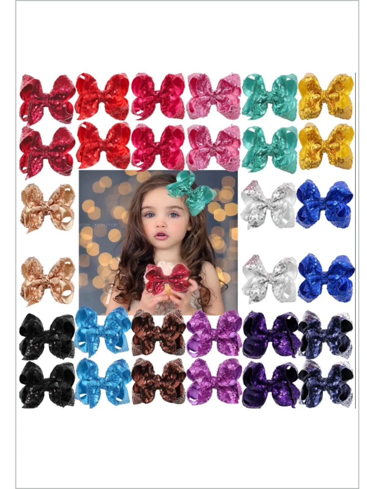 All Blinged Out Sequin Bows  Pack of 12