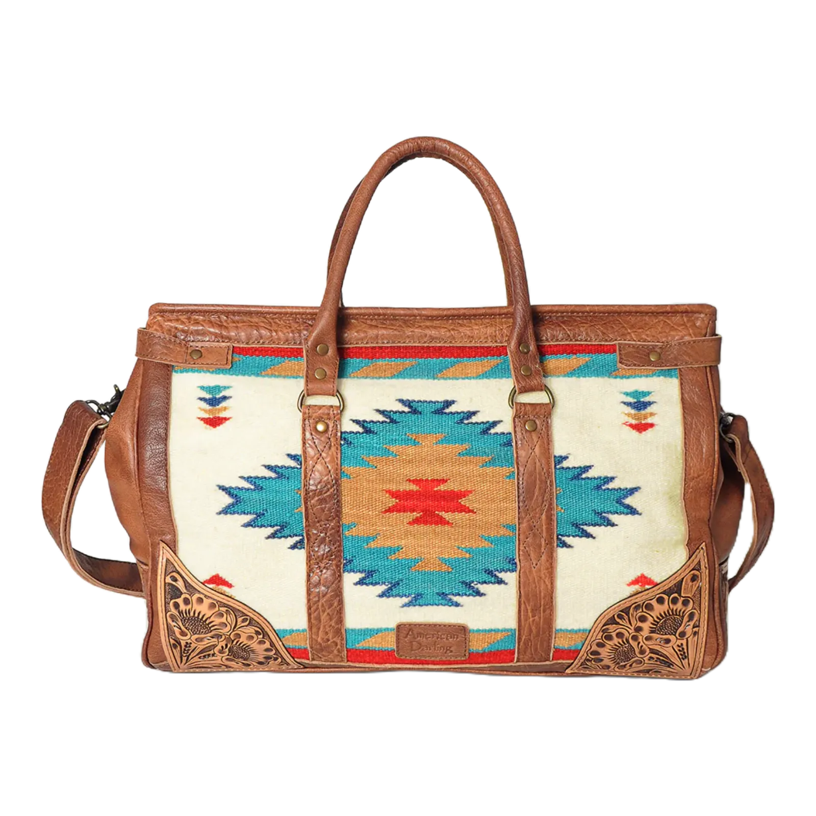 American Darling Aztec & Brown Leather Duffle Bag ADBG588