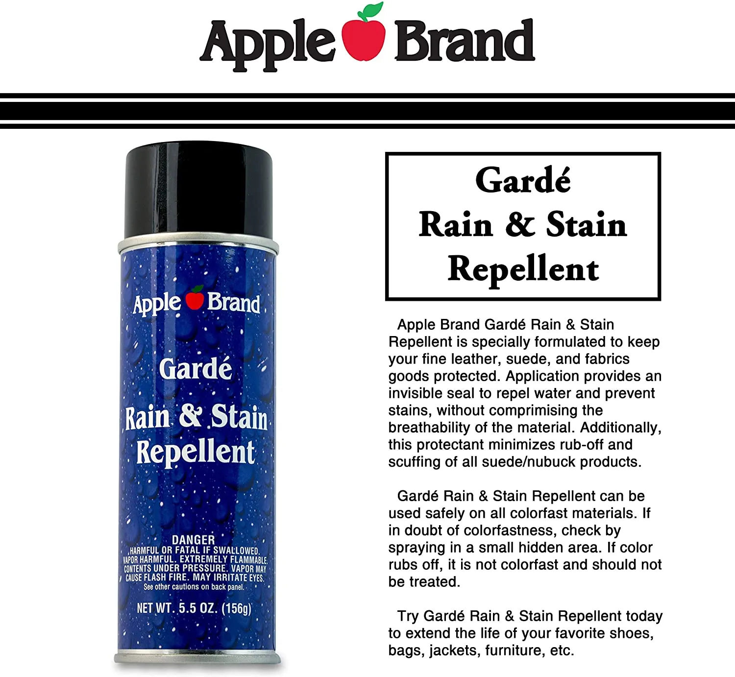 Apple Brand Garde Rain & Stain Water Repellent | Protector Spray