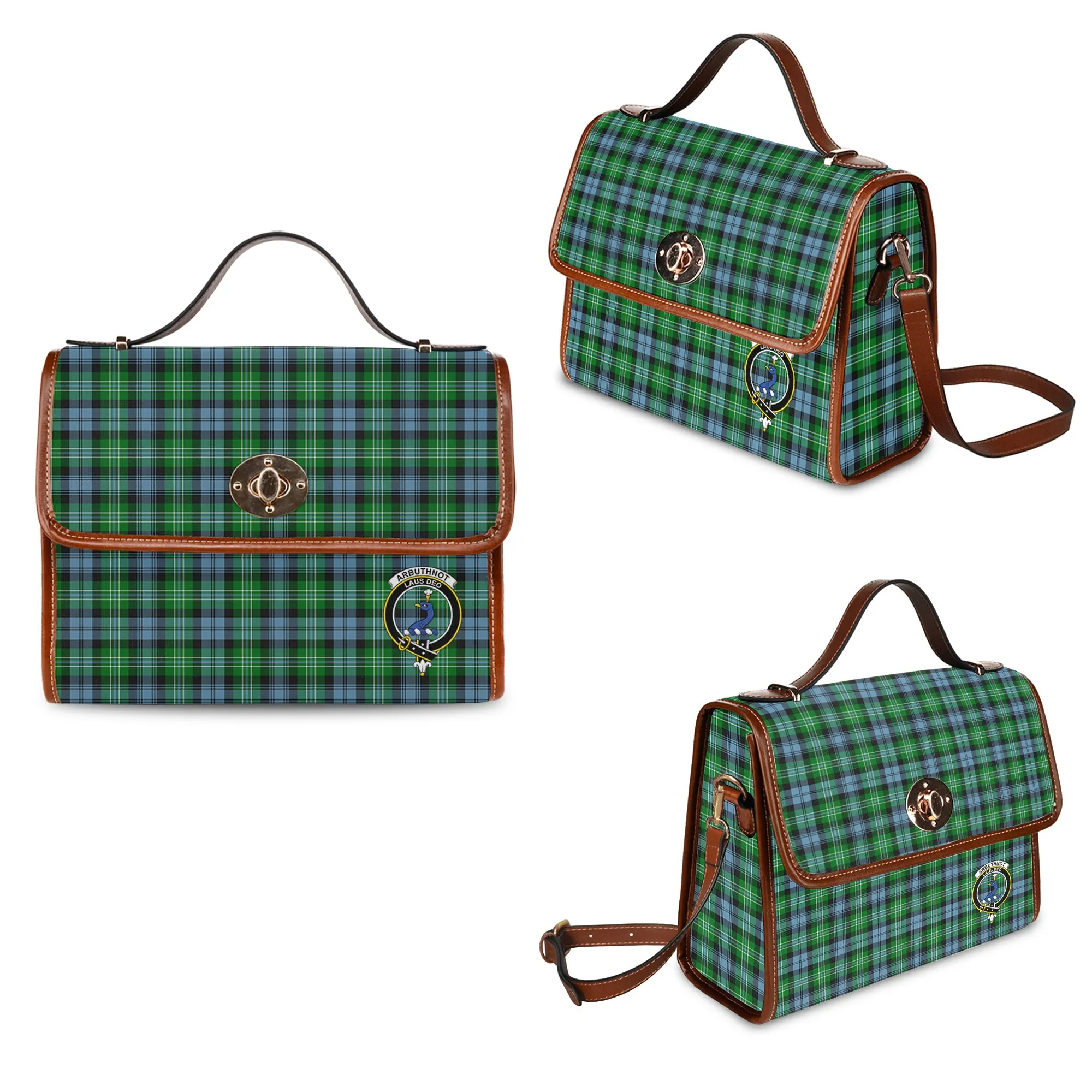 Arbuthnot Ancient Tartan Waterproof Canvas Bag with Family Crest