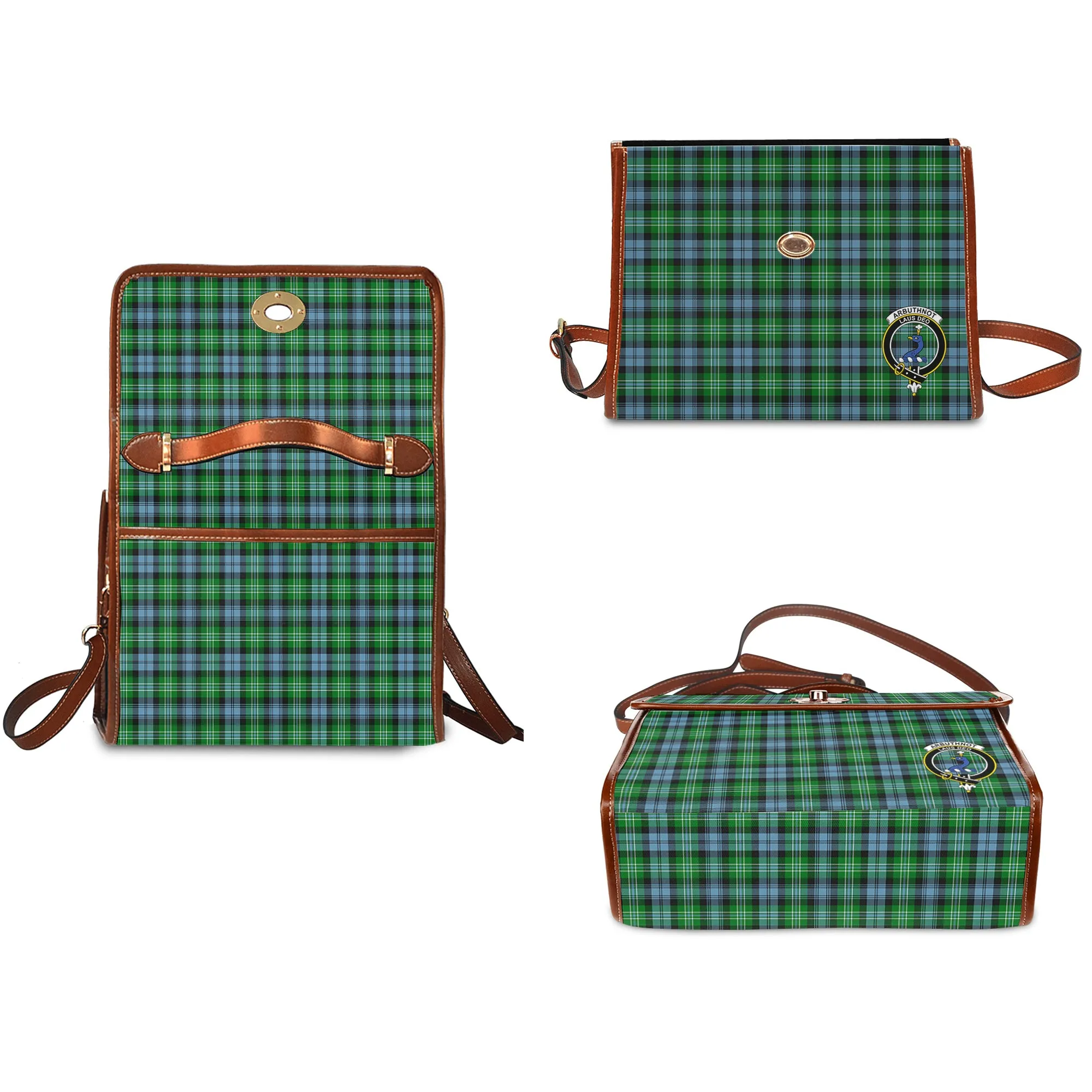 Arbuthnot Ancient Tartan Waterproof Canvas Bag with Family Crest