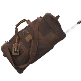 Ariat Brown Leather & Canvas Rolling Duffle Bag