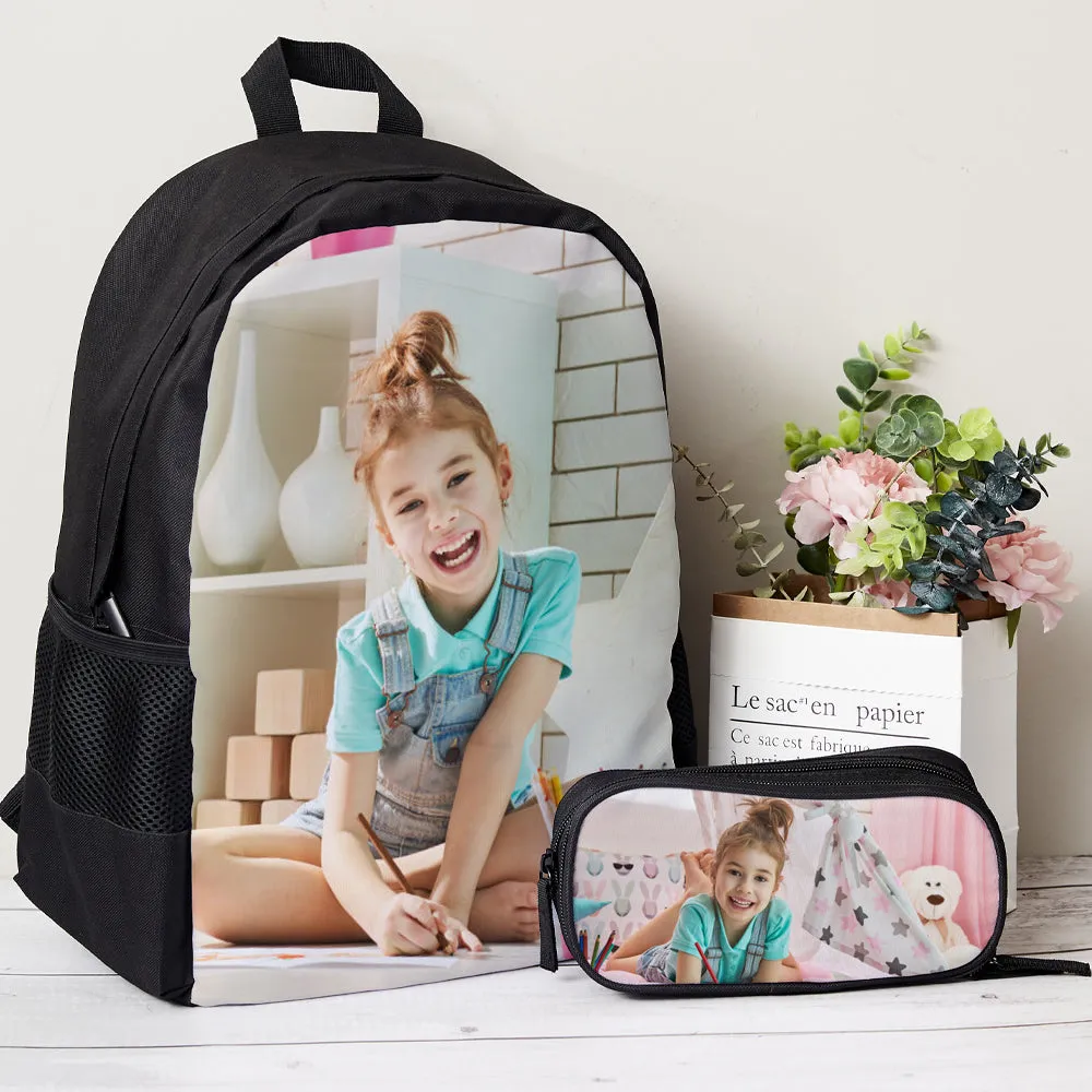 Back To School Custom Photo Backpack And Pencil Case Set