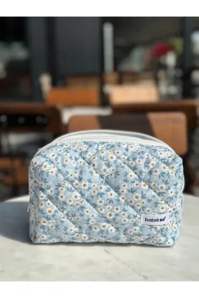 Batekso Blue Daisy Pattern Makeup Bag