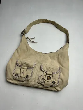 Beige cream utility pockets y2k vintage besace shoulder bag