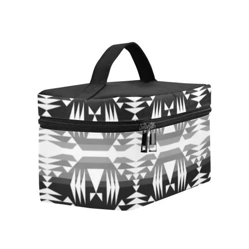 Between the Mountains Black and White Cosmetic Bag/Large