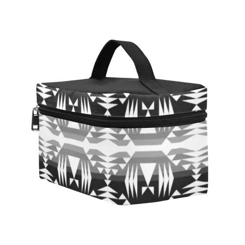 Between the Mountains Black and White Cosmetic Bag/Large