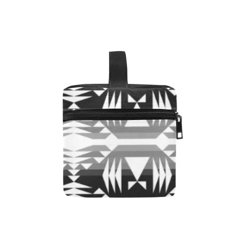 Between the Mountains Black and White Cosmetic Bag/Large