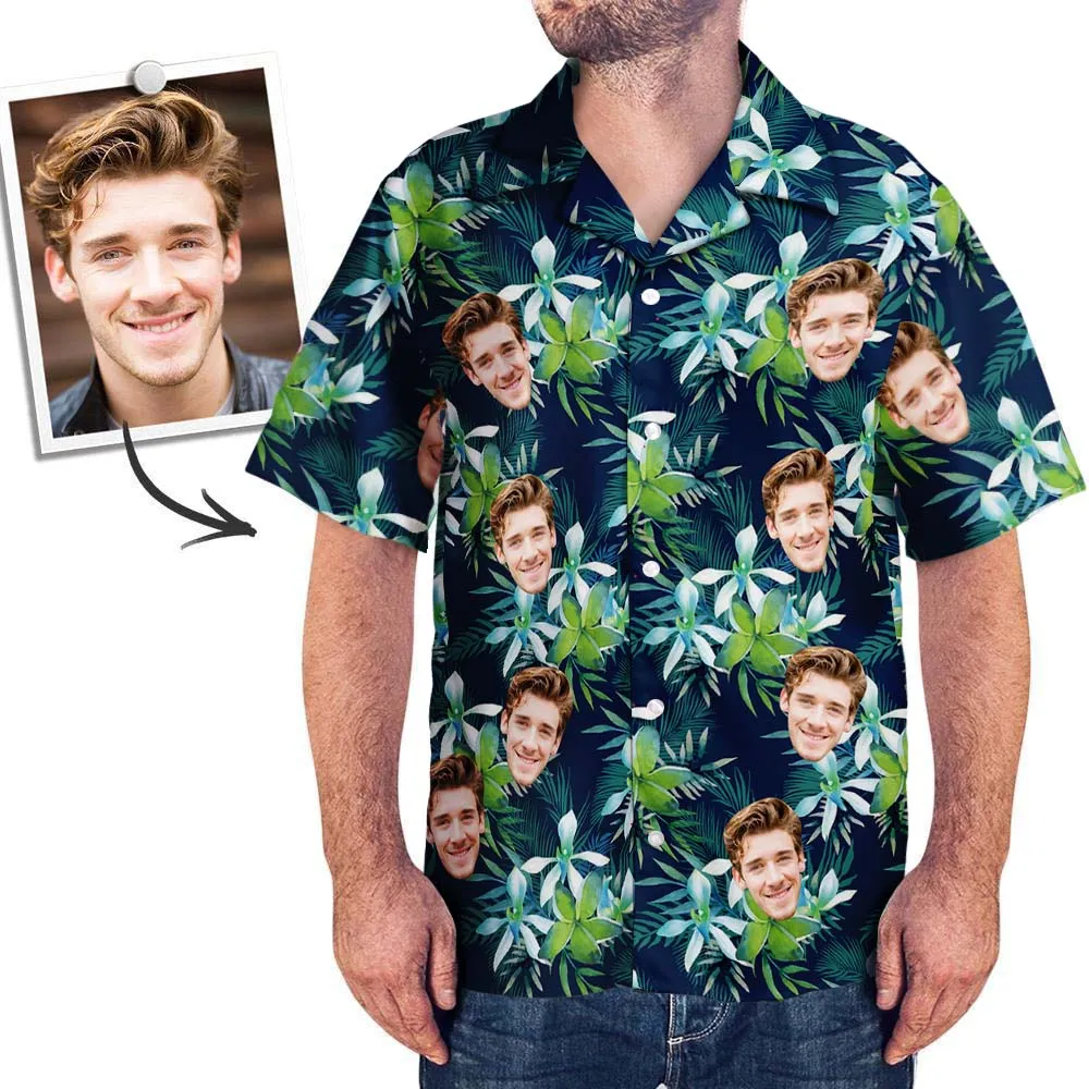 Black Friday Custom Hawaiian Shirt with Face Custom Dog Face Hawaiian Shirt Leaves Tropical Shirts for Christmas