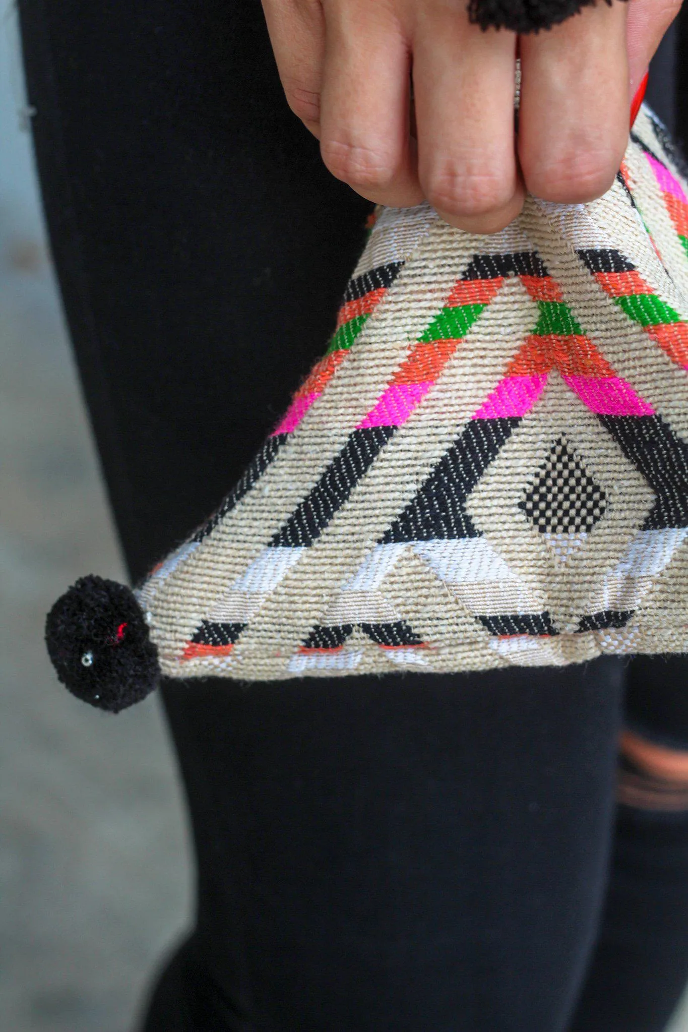 Black Multi Color Triangular Mini Bag