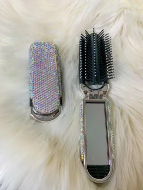 Bling Travel Brush With Mirror - AB