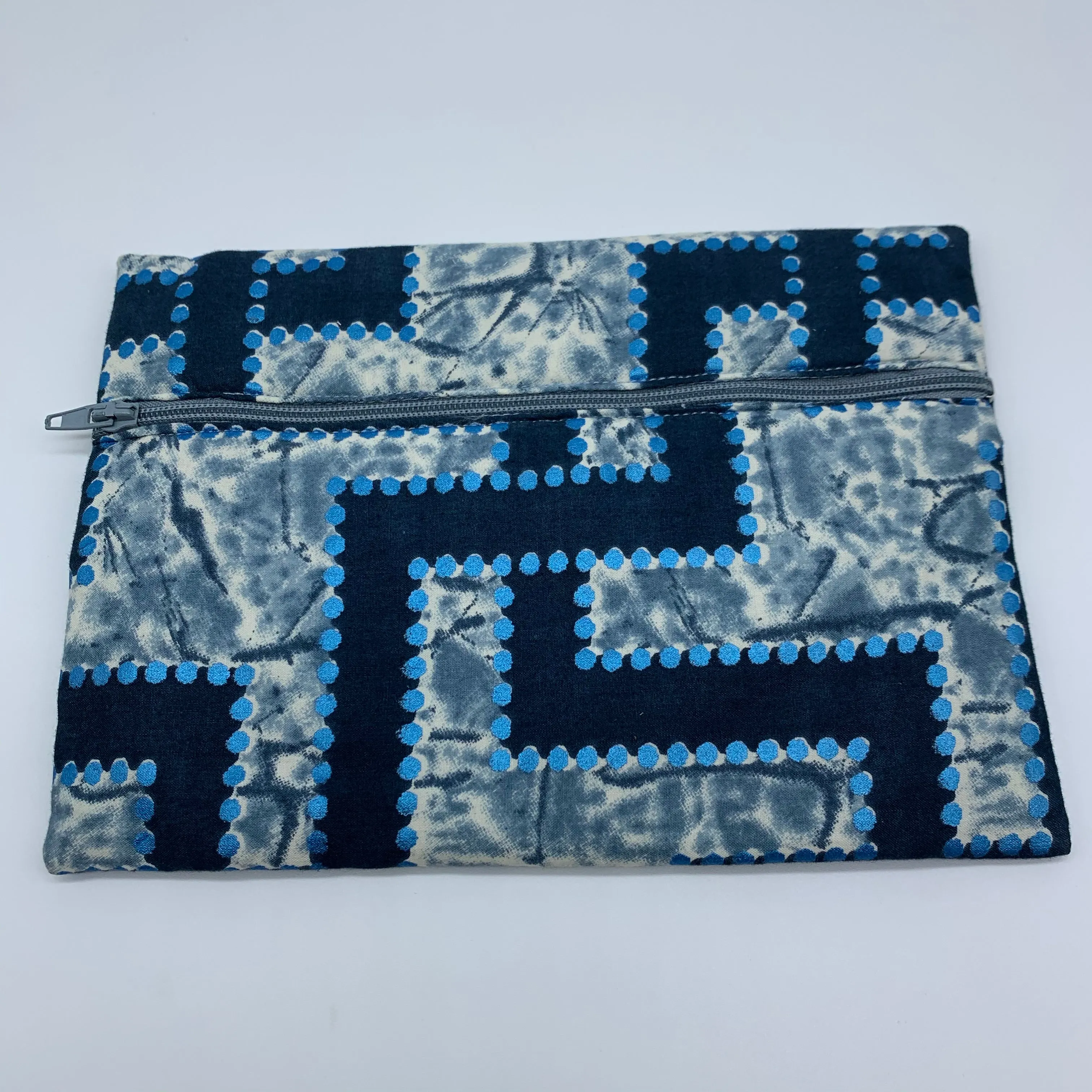 Blue padded African Print Makeup bag/Pencil case