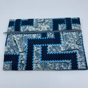 Blue padded African Print Makeup bag/Pencil case