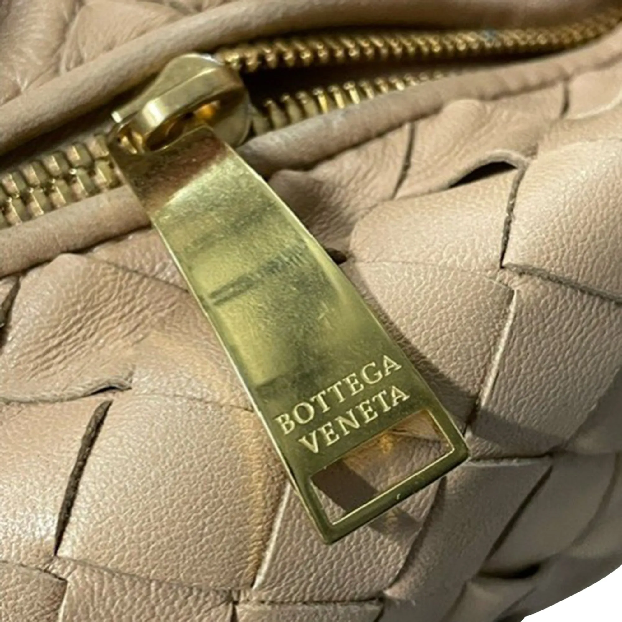 Bottega Veneta Mini Jodie Intrecciato Handbag in Nude Lambskin Leather