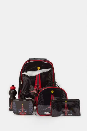 Boys Black And Red Majorette Print Trolley Set (16 Inch)