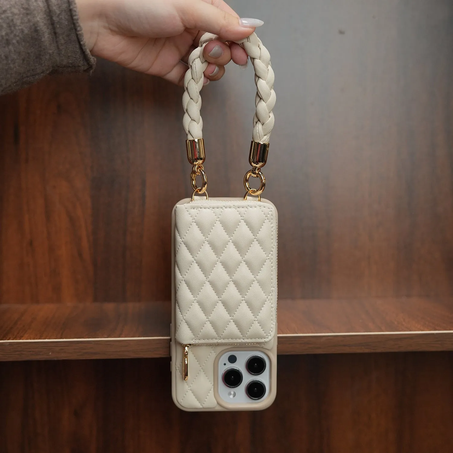 BraidTrend- Rope Style Strap Phone Case in Beige