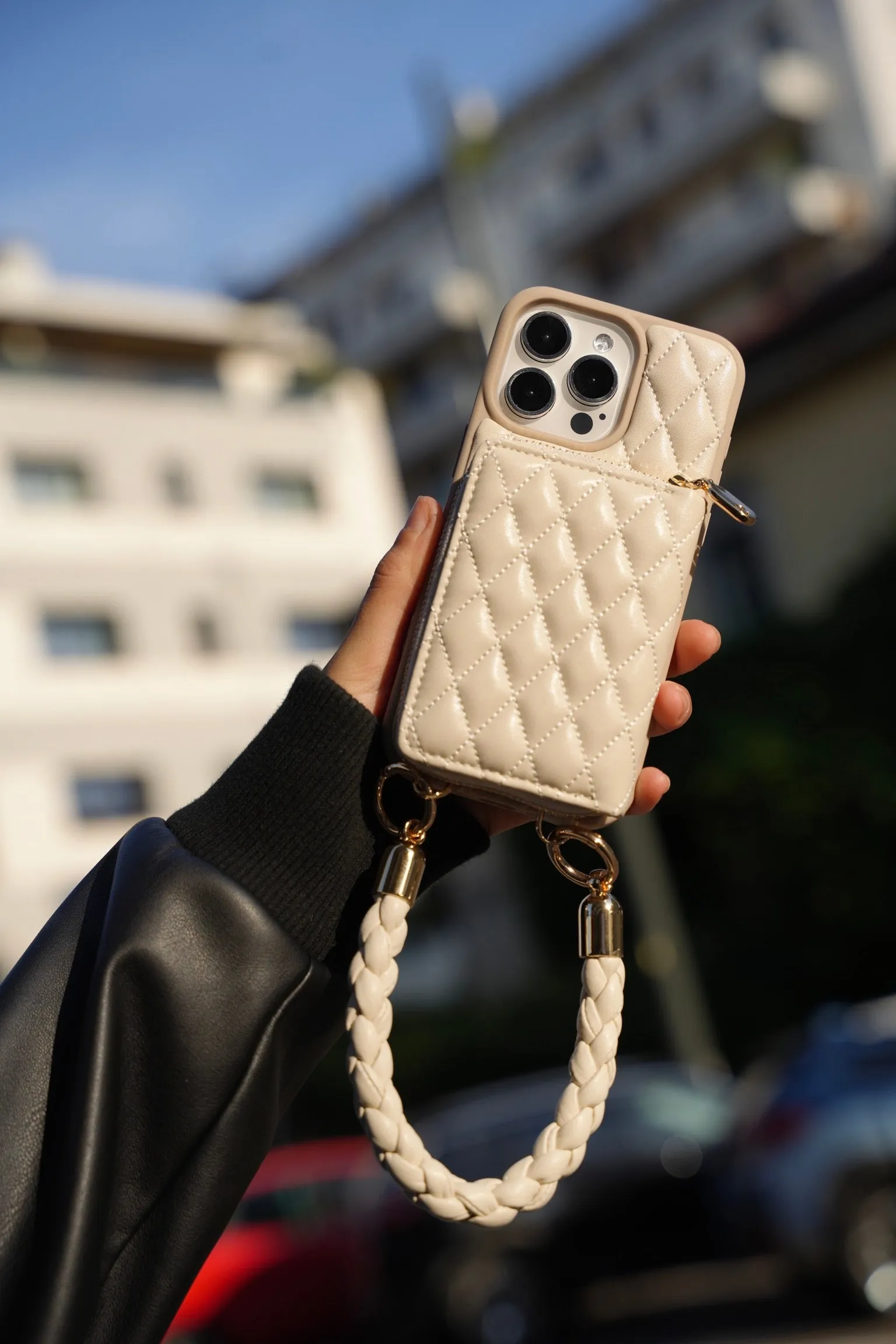 BraidTrend- Rope Style Strap Phone Case in Beige