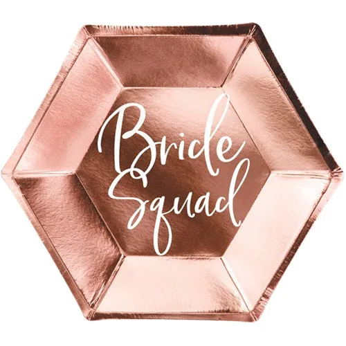 Bride Squad Paper Plates Rose Gold