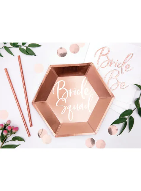 Bride Squad Paper Plates Rose Gold