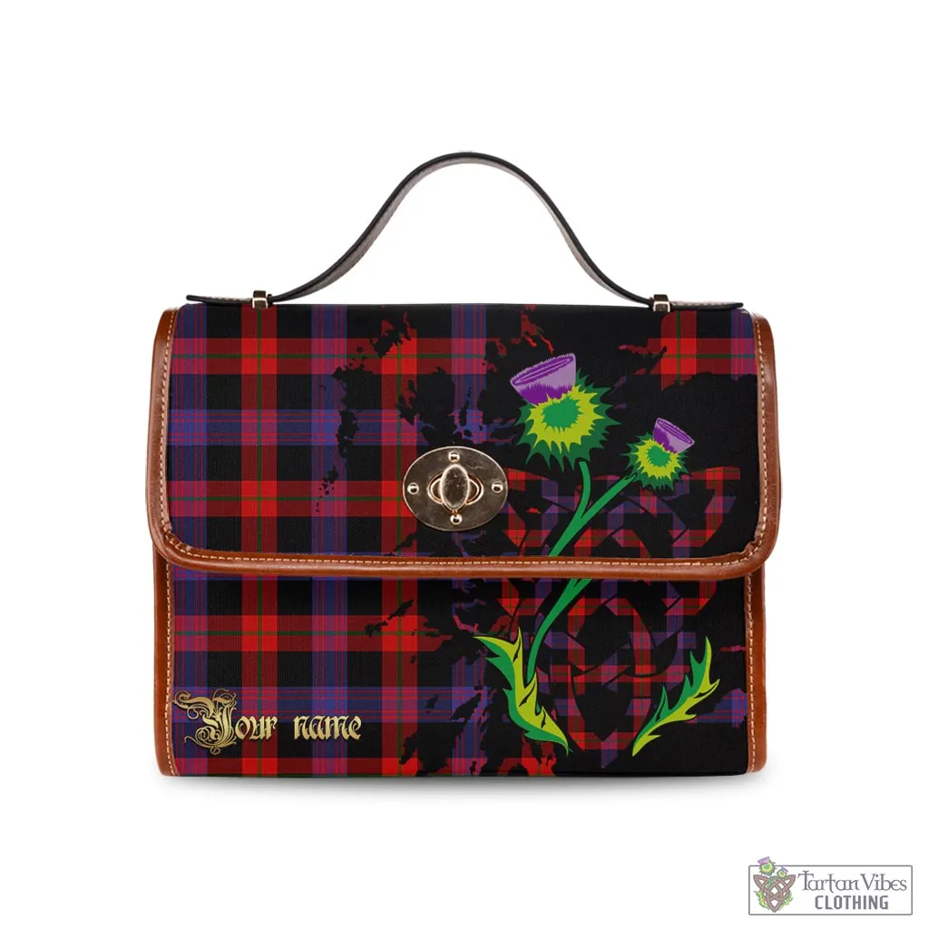 Brown (Broun) Tartan Waterproof Canvas Bag with Scotland Map and Thistle Celtic Accents