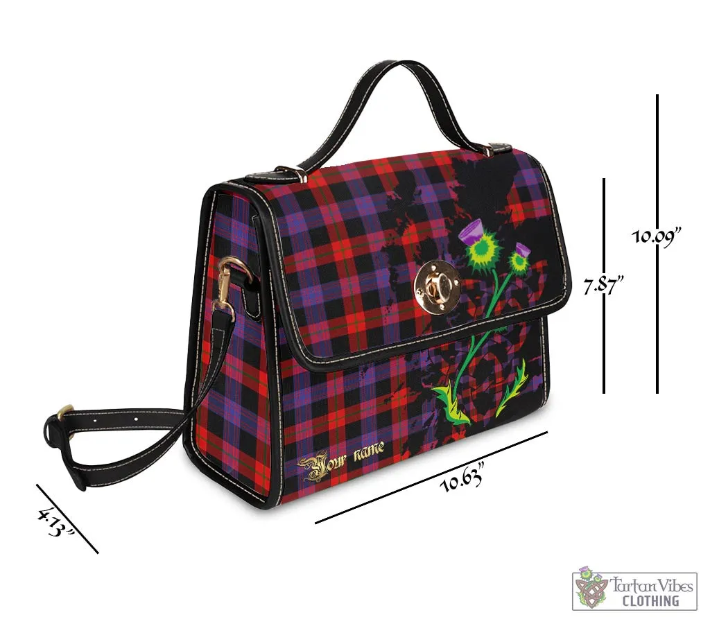 Brown (Broun) Tartan Waterproof Canvas Bag with Scotland Map and Thistle Celtic Accents