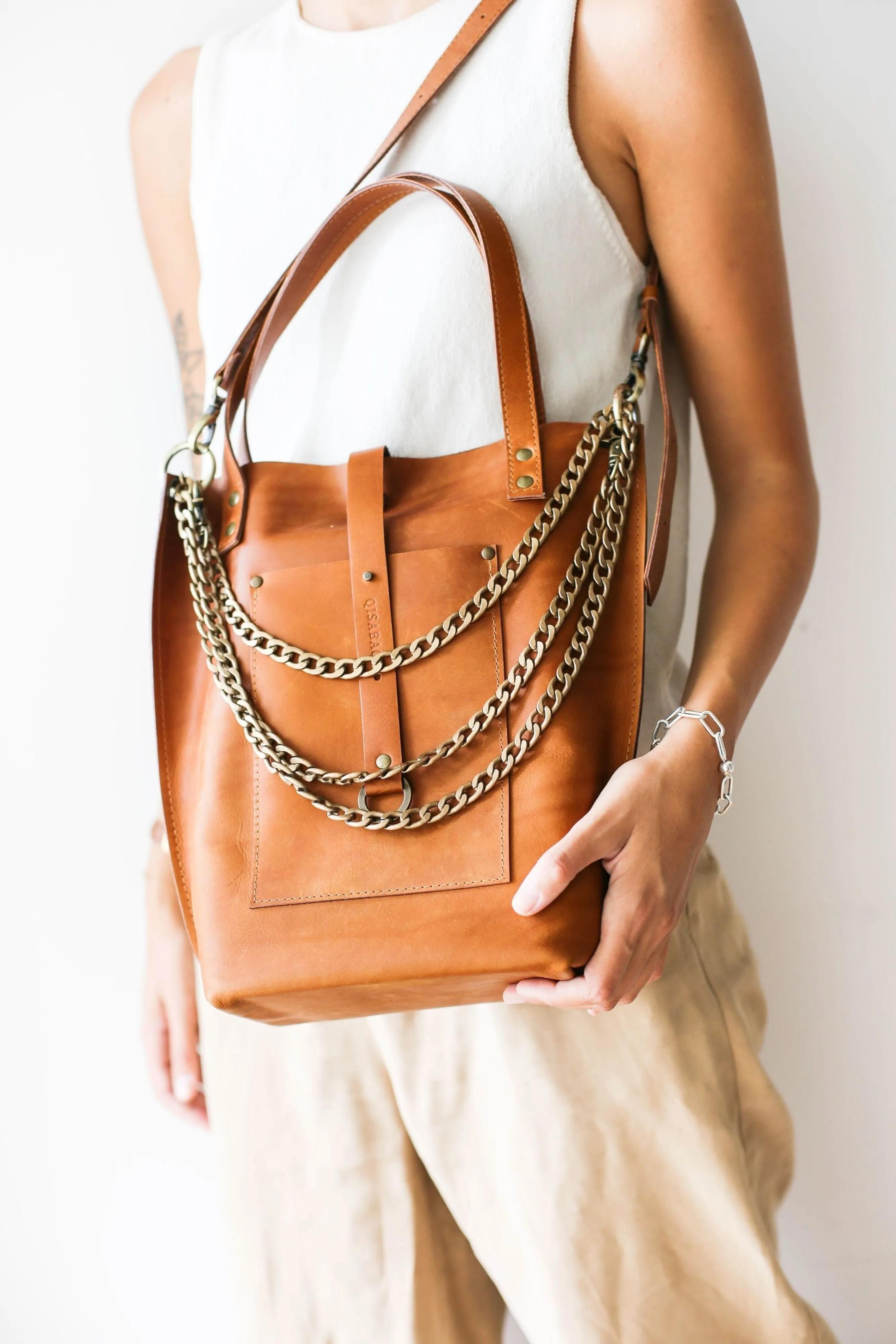 Brown Leather Tote Bag