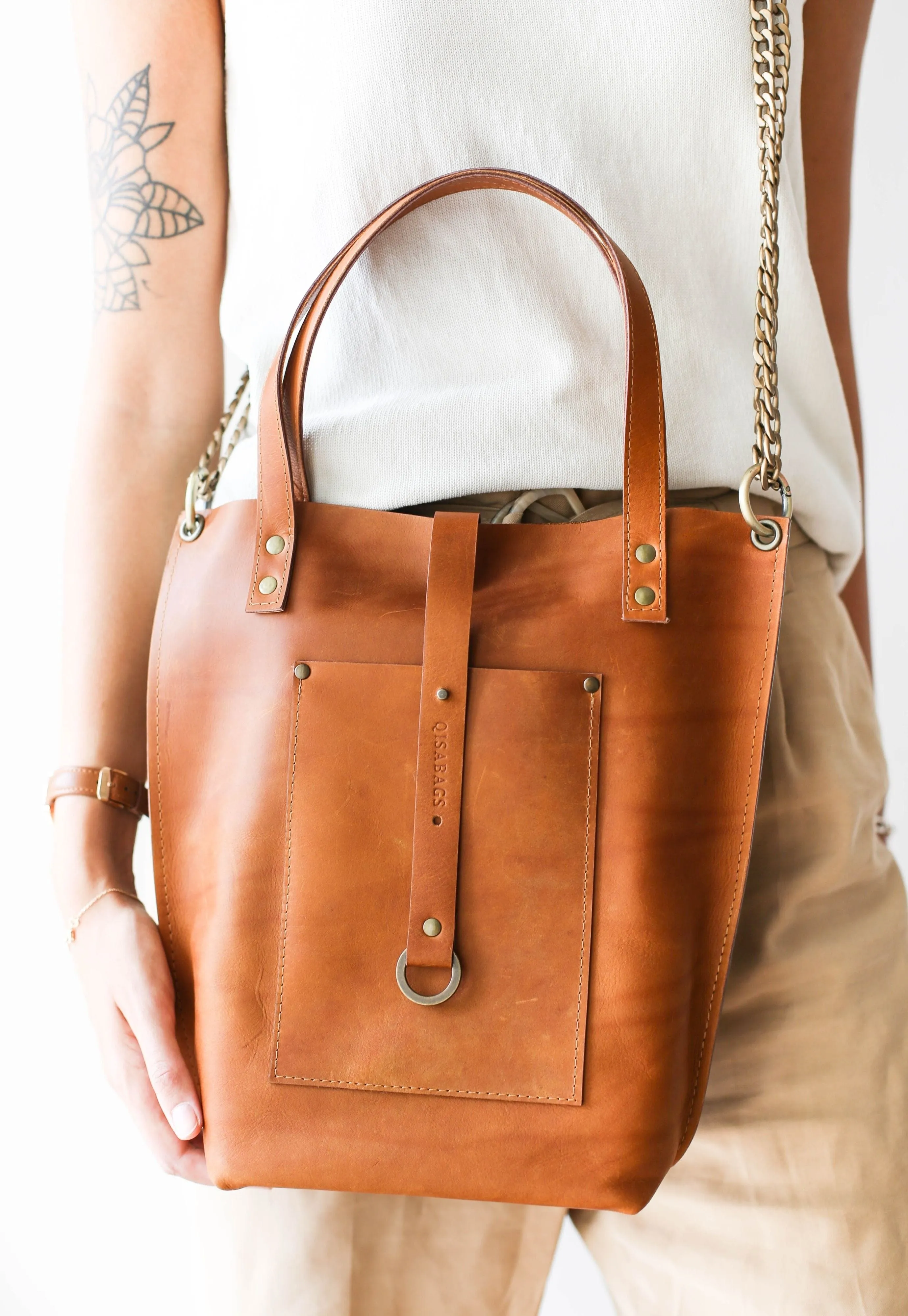 Brown Leather Tote Bag