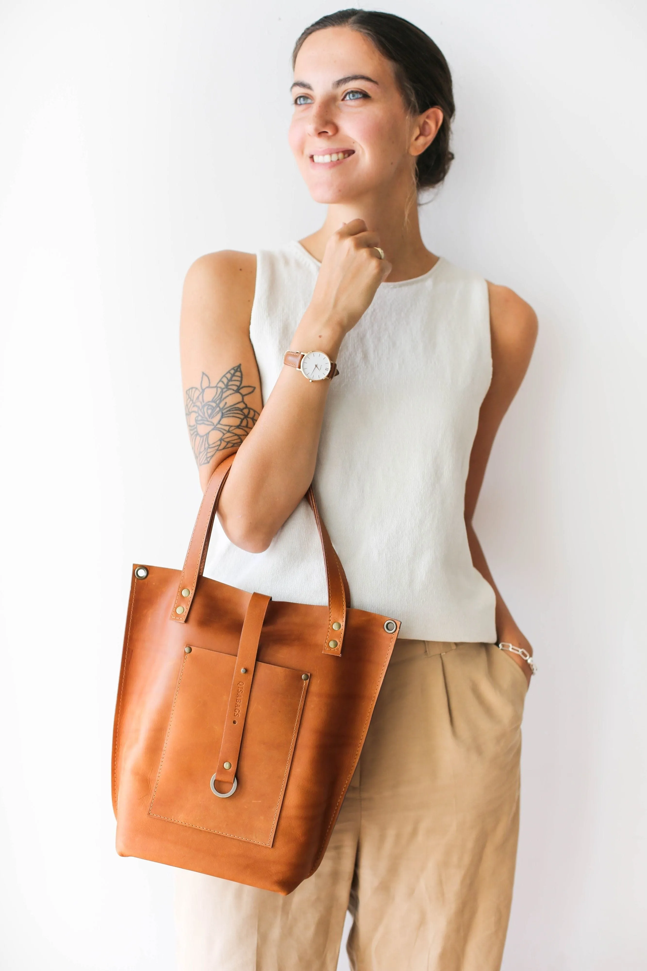 Brown Leather Tote Bag