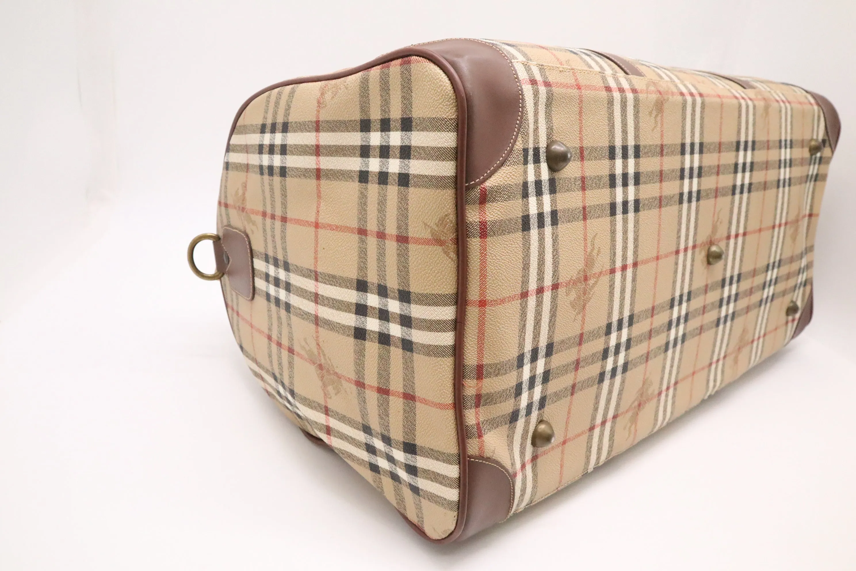 Burberry Travel Bag in Beige Coated Check Canvas