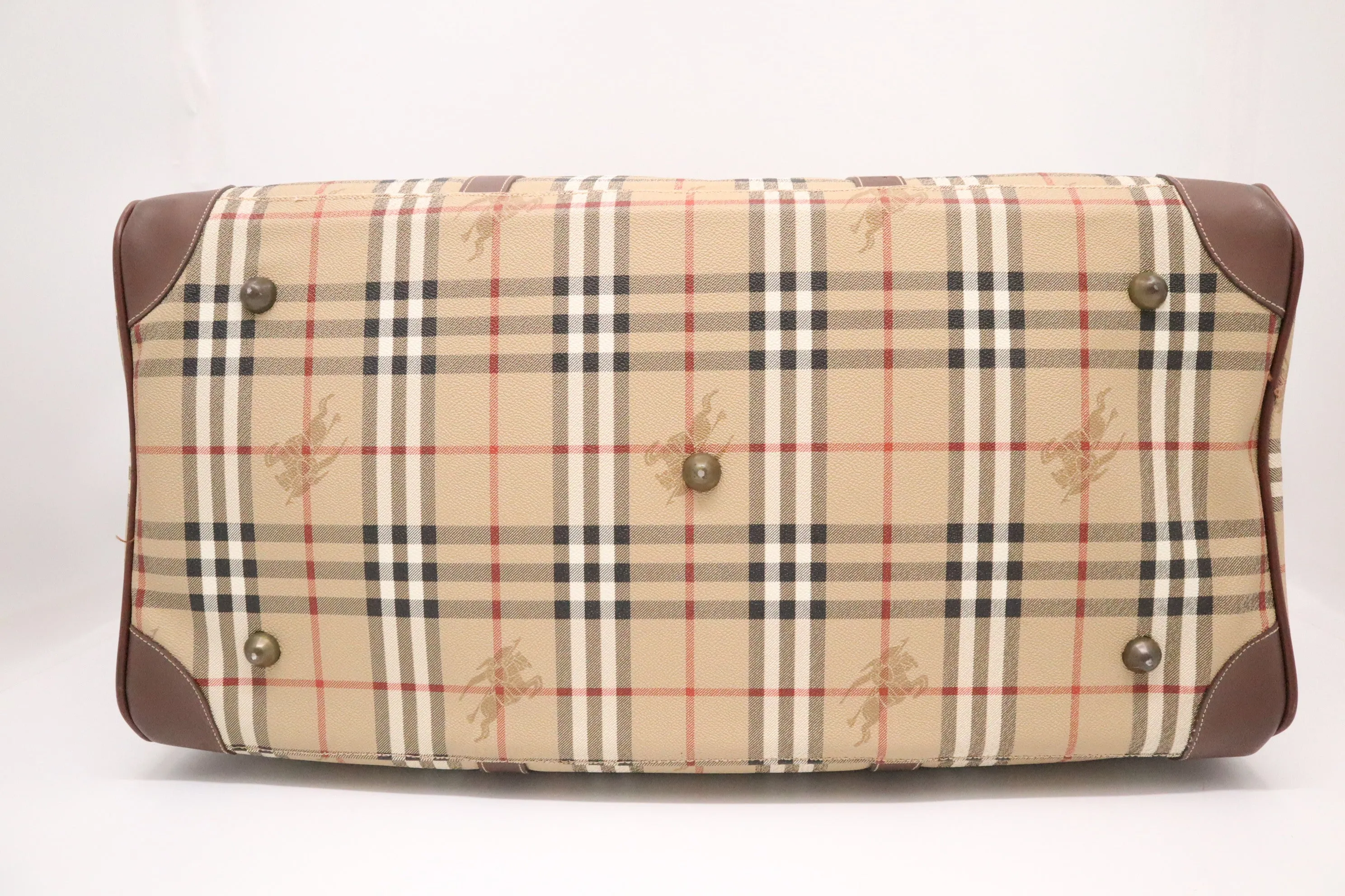 Burberry Travel Bag in Beige Coated Check Canvas