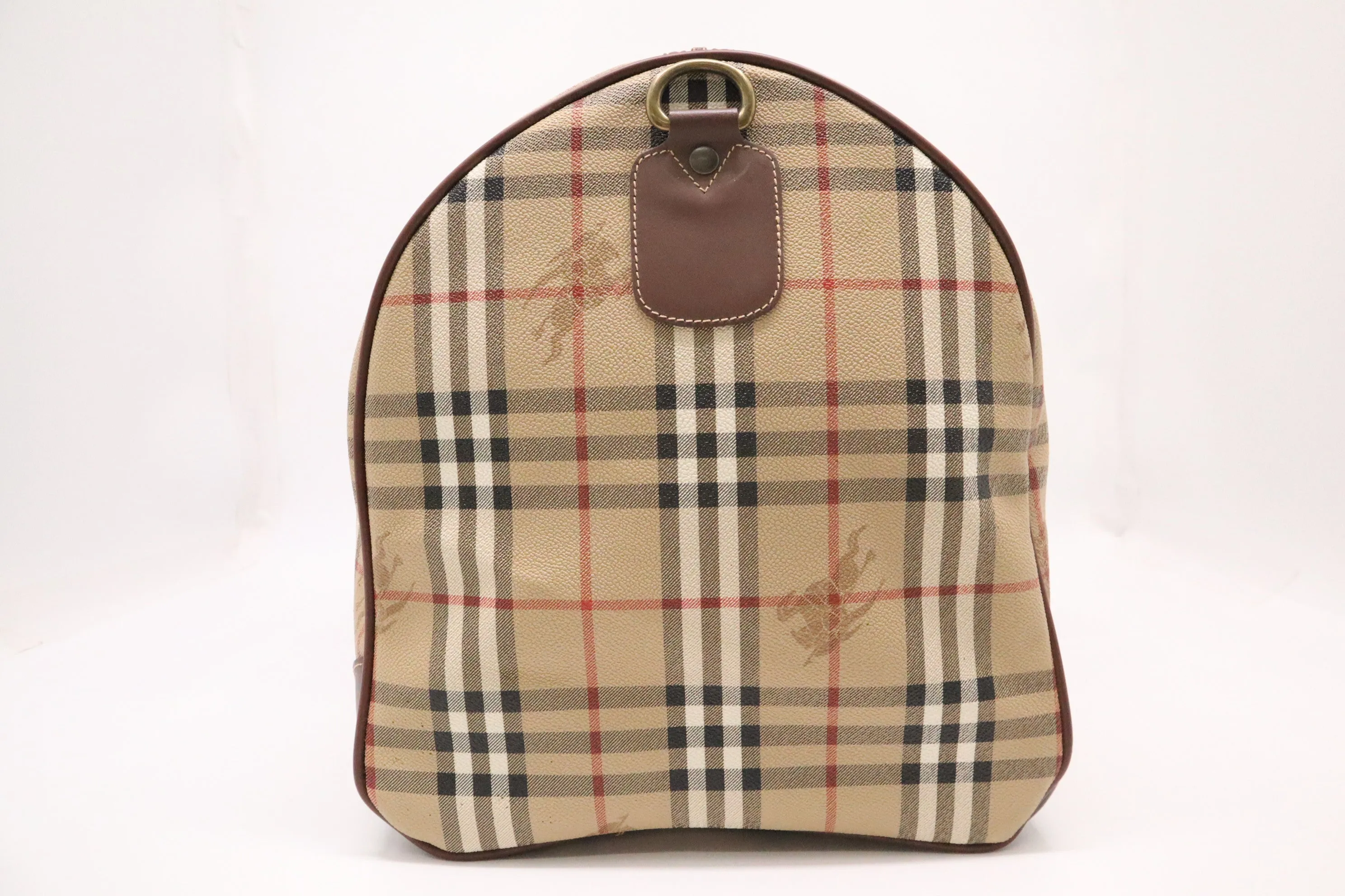 Burberry Travel Bag in Beige Coated Check Canvas