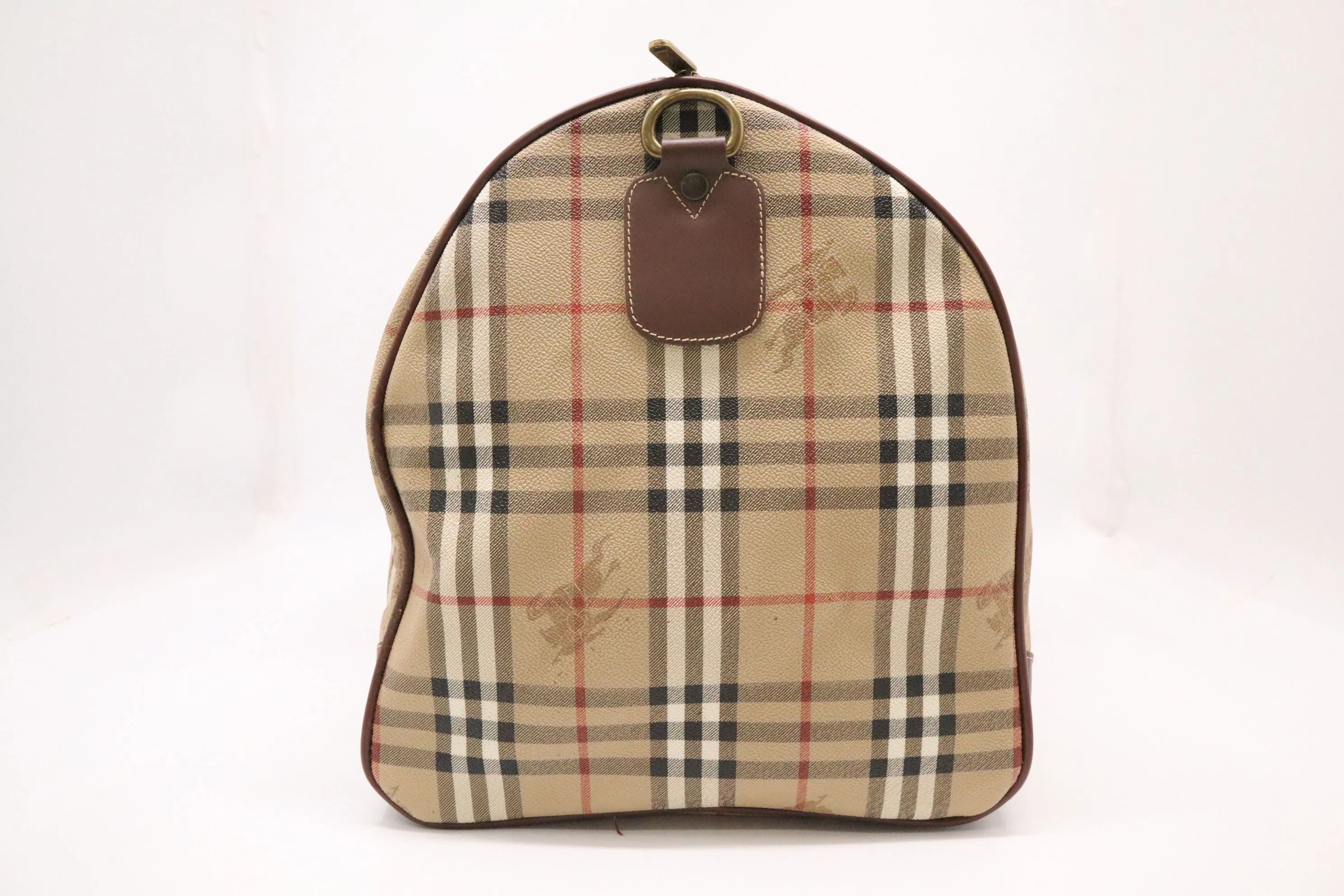 Burberry Travel Bag in Beige Coated Check Canvas