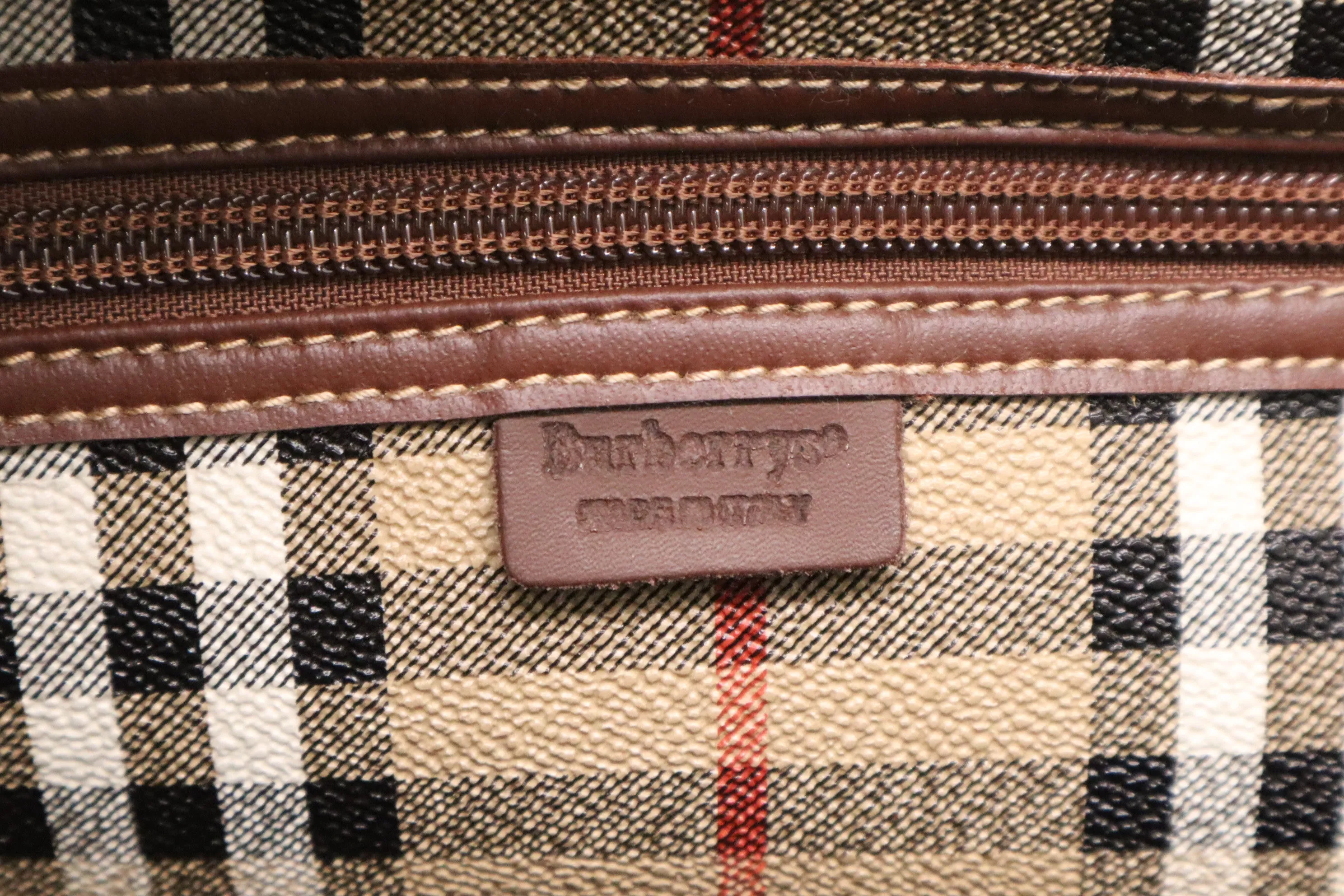 Burberry Travel Bag in Beige Coated Check Canvas