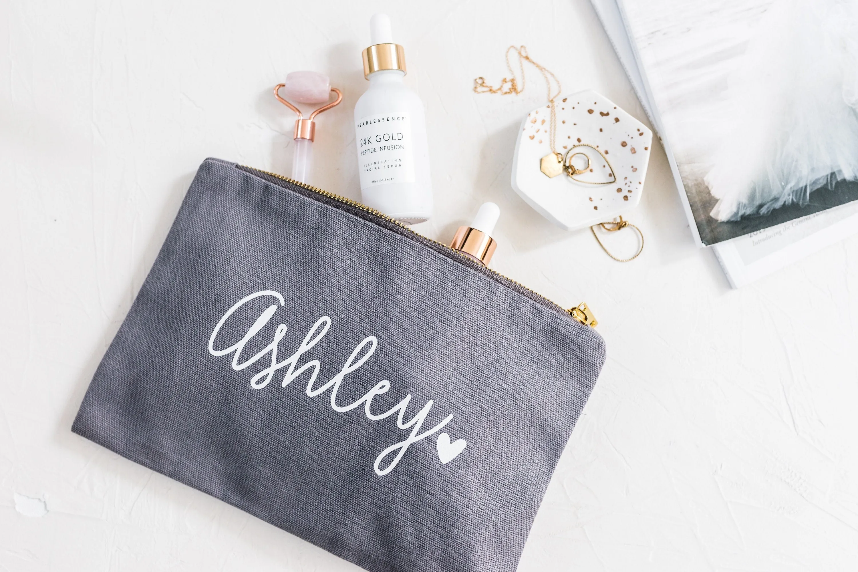 Canvas Makeup Bag | Custom Cosmetic Bags for Bridesmaid Gifts