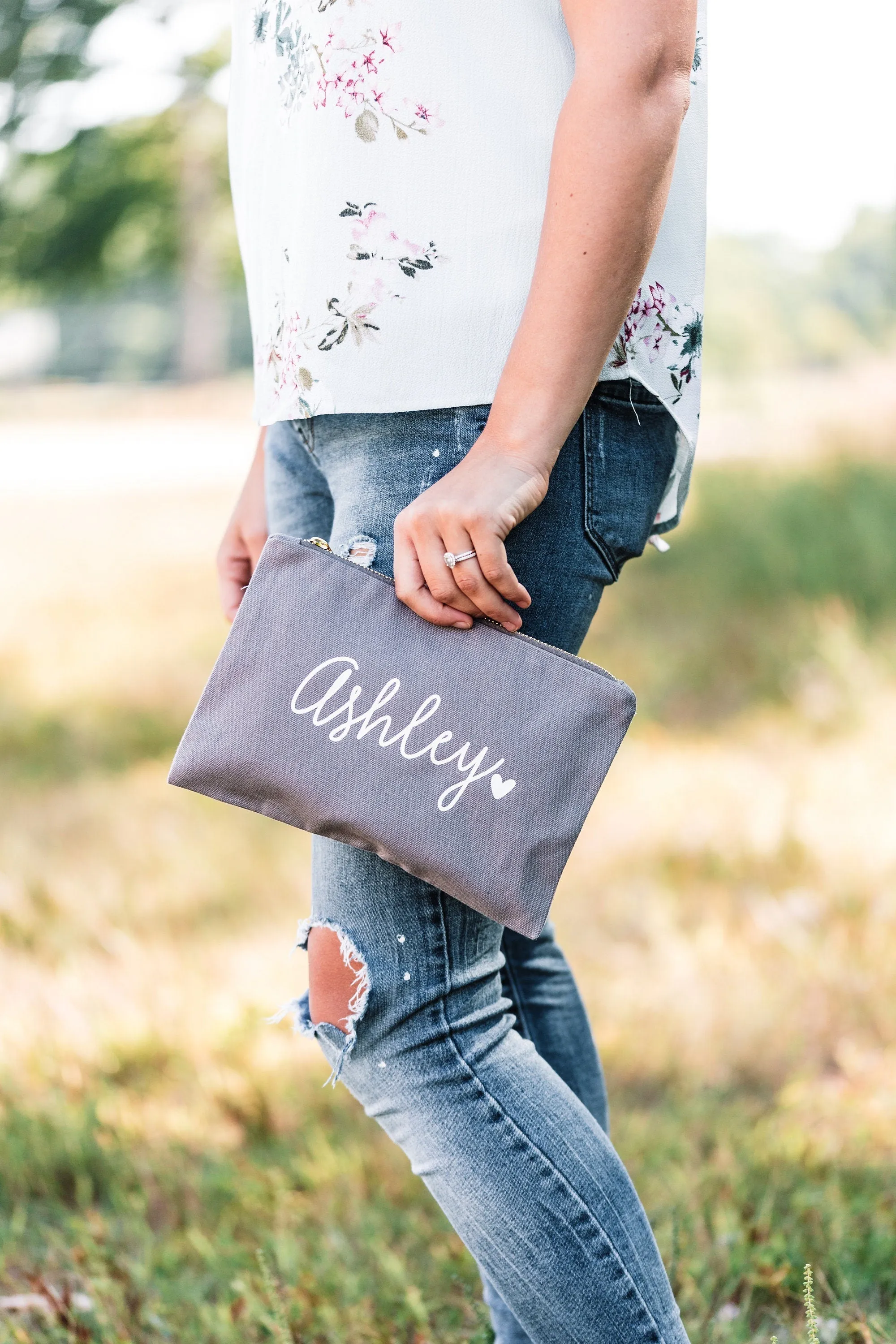 Canvas Makeup Bag | Custom Cosmetic Bags for Bridesmaid Gifts